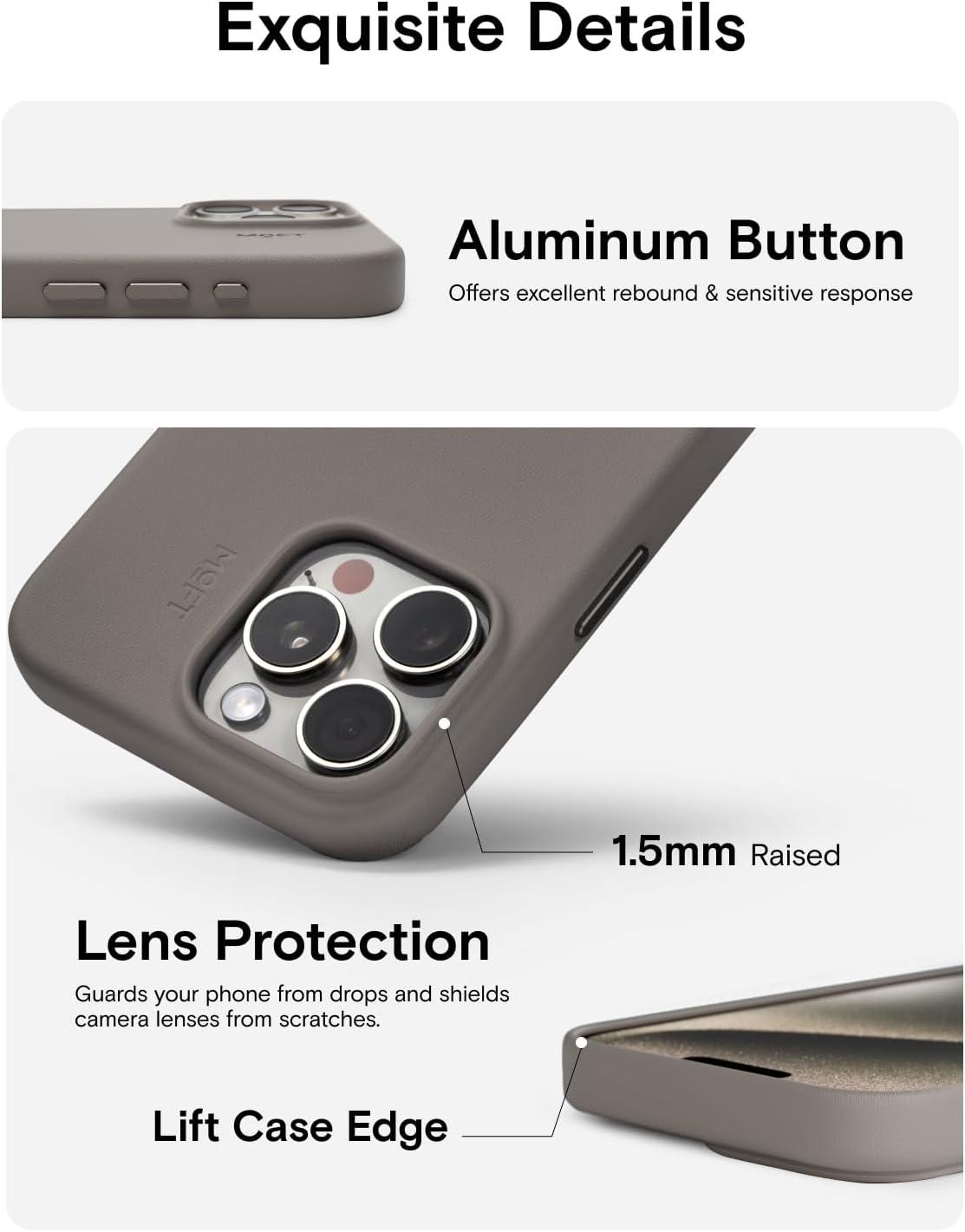 imageMOFT Designed for iPhone 14 Pro Max Case MOVAS Vegan Leather Soft ampamp Smooth ampamp AntiScratch Protective Phone Case Compatible with MagSafe Fine Fiber Lining Lifted Camera Ring Misty CoveTaupe
