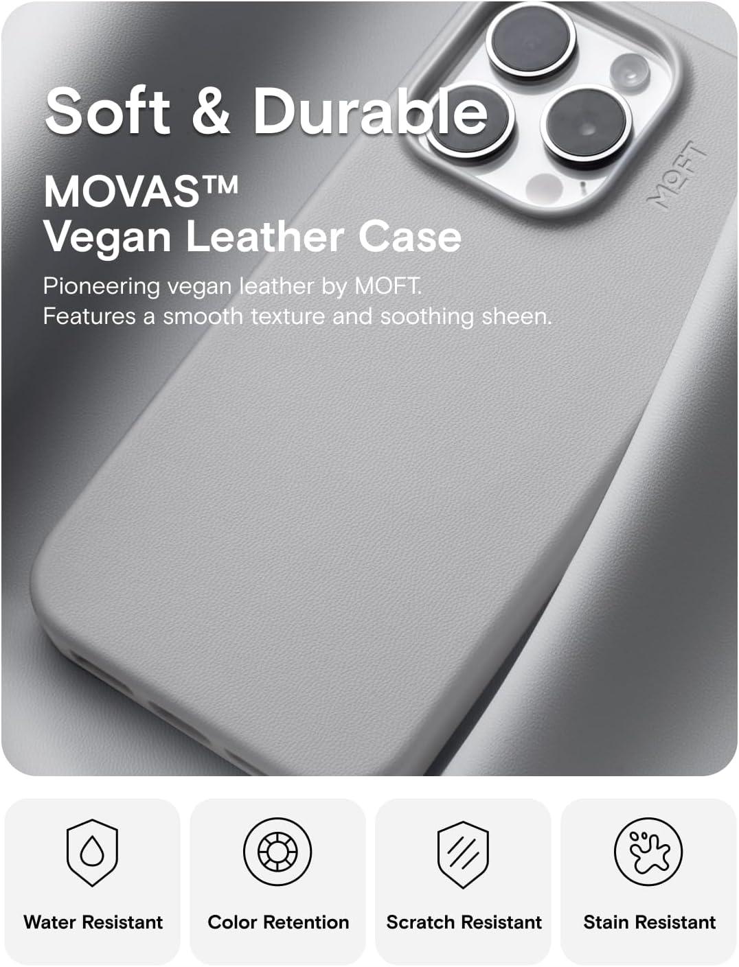 imageMOFT Designed for iPhone 14 Pro Max Case MOVAS Vegan Leather Soft ampamp Smooth ampamp AntiScratch Protective Phone Case Compatible with MagSafe Fine Fiber Lining Lifted Camera Ring Misty CoveMisty Cove
