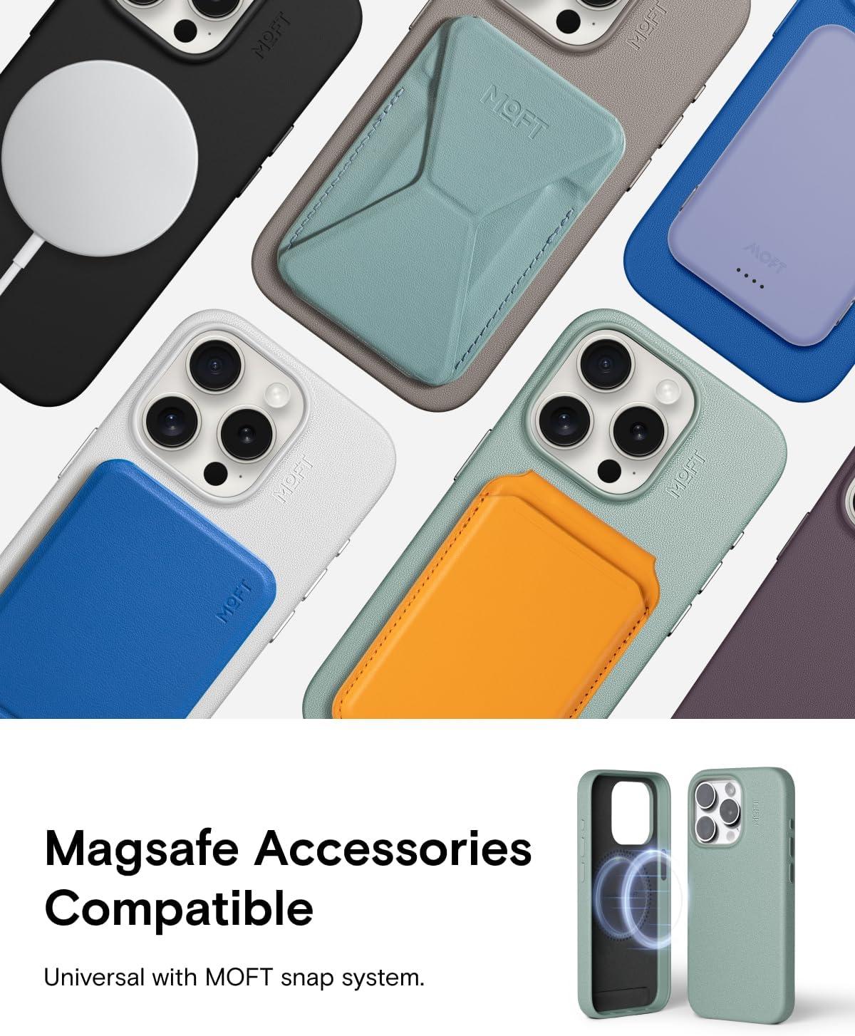 imageMOFT Designed for iPhone 14 Pro Max Case MOVAS Vegan Leather Soft ampamp Smooth ampamp AntiScratch Protective Phone Case Compatible with MagSafe Fine Fiber Lining Lifted Camera Ring Misty CoveSeafoam