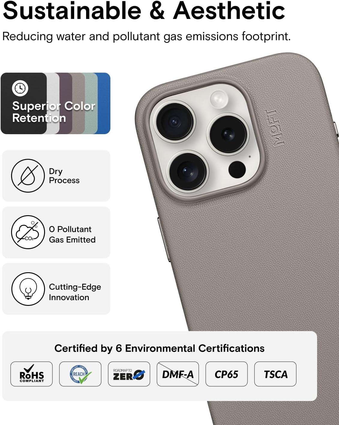 imageMOFT Designed for iPhone 14 Pro Max Case MOVAS Vegan Leather Soft ampamp Smooth ampamp AntiScratch Protective Phone Case Compatible with MagSafe Fine Fiber Lining Lifted Camera Ring Misty CoveTaupe