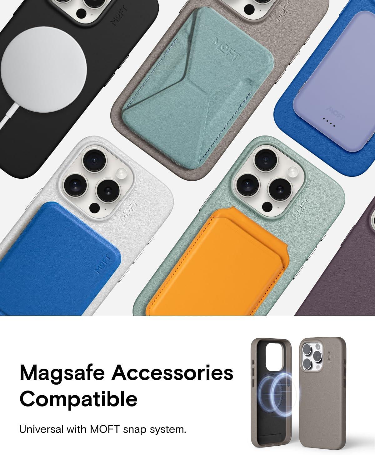 imageMOFT Designed for iPhone 14 Pro Max Case MOVAS Vegan Leather Soft ampamp Smooth ampamp AntiScratch Protective Phone Case Compatible with MagSafe Fine Fiber Lining Lifted Camera Ring Misty CoveTaupe