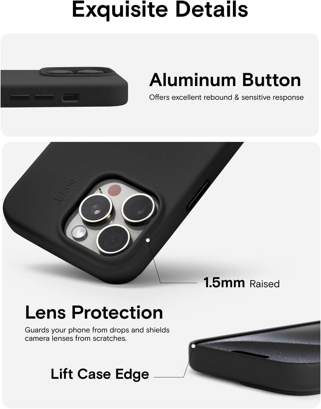 imageMOFT Designed for iPhone 14 Pro Max Case MOVAS Vegan Leather Soft ampamp Smooth ampamp AntiScratch Protective Phone Case Compatible with MagSafe Fine Fiber Lining Lifted Camera Ring Misty CoveJet Black X TOMBOGO