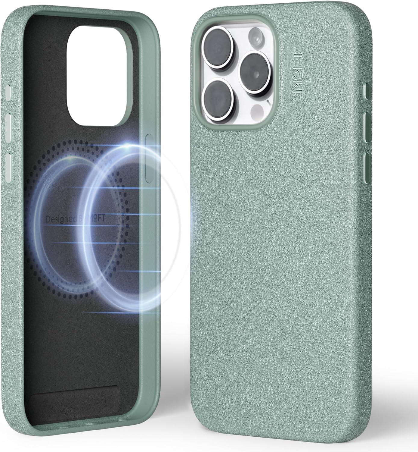 imageMOFT Designed for iPhone 14 Pro Max Case MOVAS Vegan Leather Soft ampamp Smooth ampamp AntiScratch Protective Phone Case Compatible with MagSafe Fine Fiber Lining Lifted Camera Ring Misty CoveSeafoam