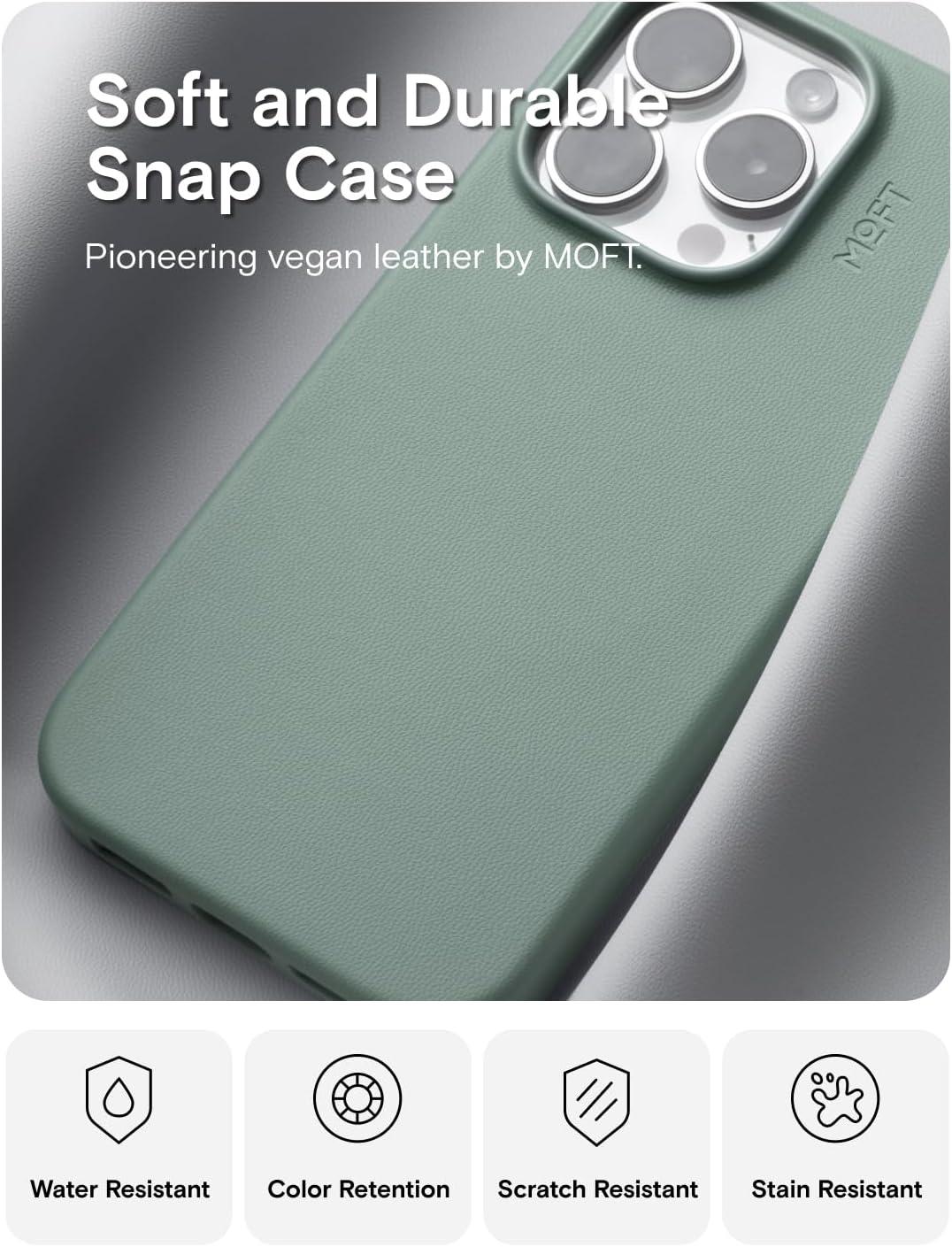 imageMOFT Designed for iPhone 14 Pro Max Case MOVAS Vegan Leather Soft ampamp Smooth ampamp AntiScratch Protective Phone Case Compatible with MagSafe Fine Fiber Lining Lifted Camera Ring Misty CoveSeafoam