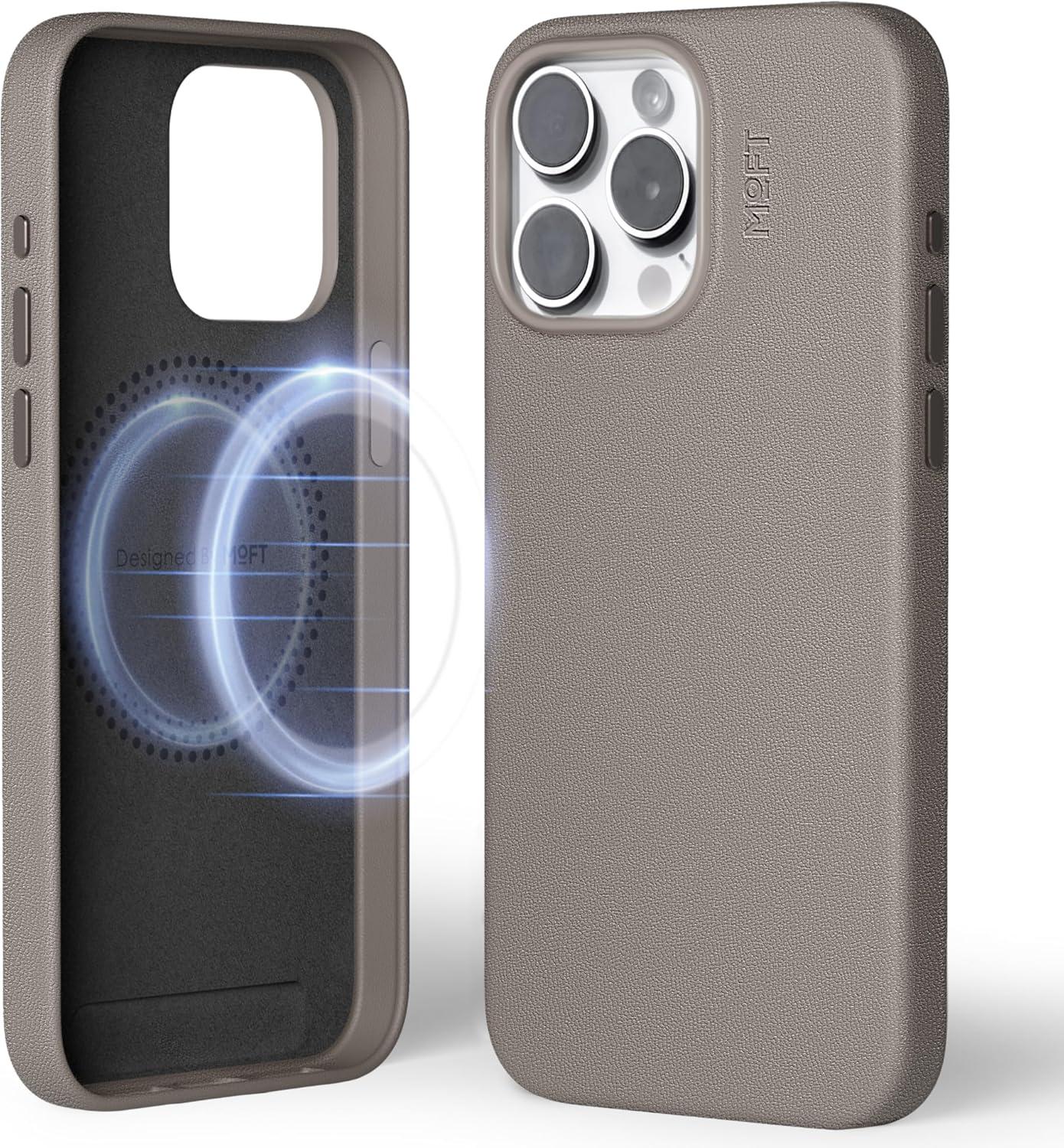 imageMOFT Designed for iPhone 14 Pro Max Case MOVAS Vegan Leather Soft ampamp Smooth ampamp AntiScratch Protective Phone Case Compatible with MagSafe Fine Fiber Lining Lifted Camera Ring Misty CoveTaupe