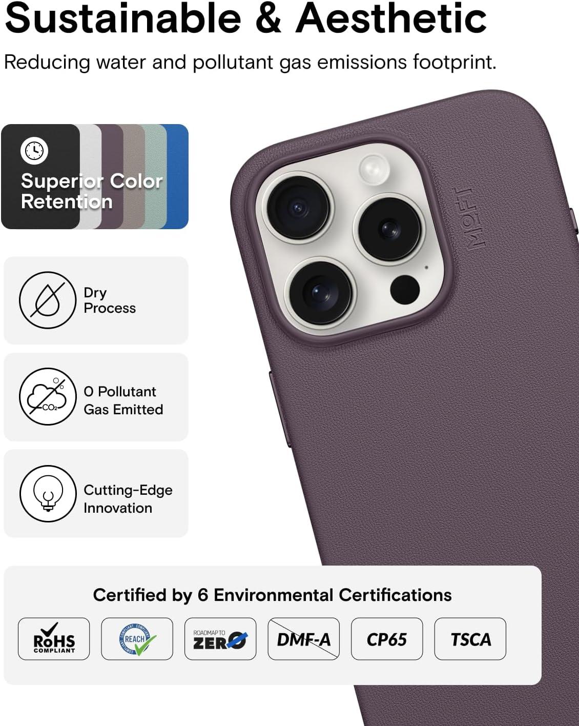 imageMOFT Designed for iPhone 14 Pro Max Case MOVAS Vegan Leather Soft ampamp Smooth ampamp AntiScratch Protective Phone Case Compatible with MagSafe Fine Fiber Lining Lifted Camera Ring Misty CoveBlackberry