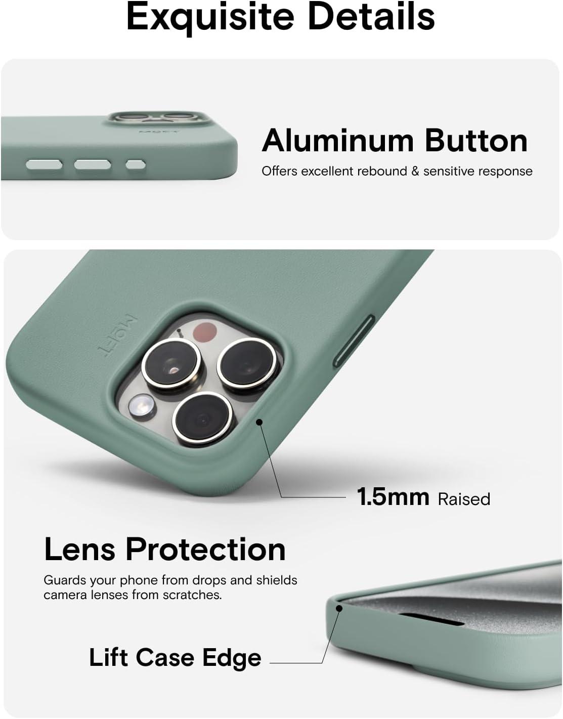 imageMOFT Designed for iPhone 14 Pro Max Case MOVAS Vegan Leather Soft ampamp Smooth ampamp AntiScratch Protective Phone Case Compatible with MagSafe Fine Fiber Lining Lifted Camera Ring Misty CoveSeafoam