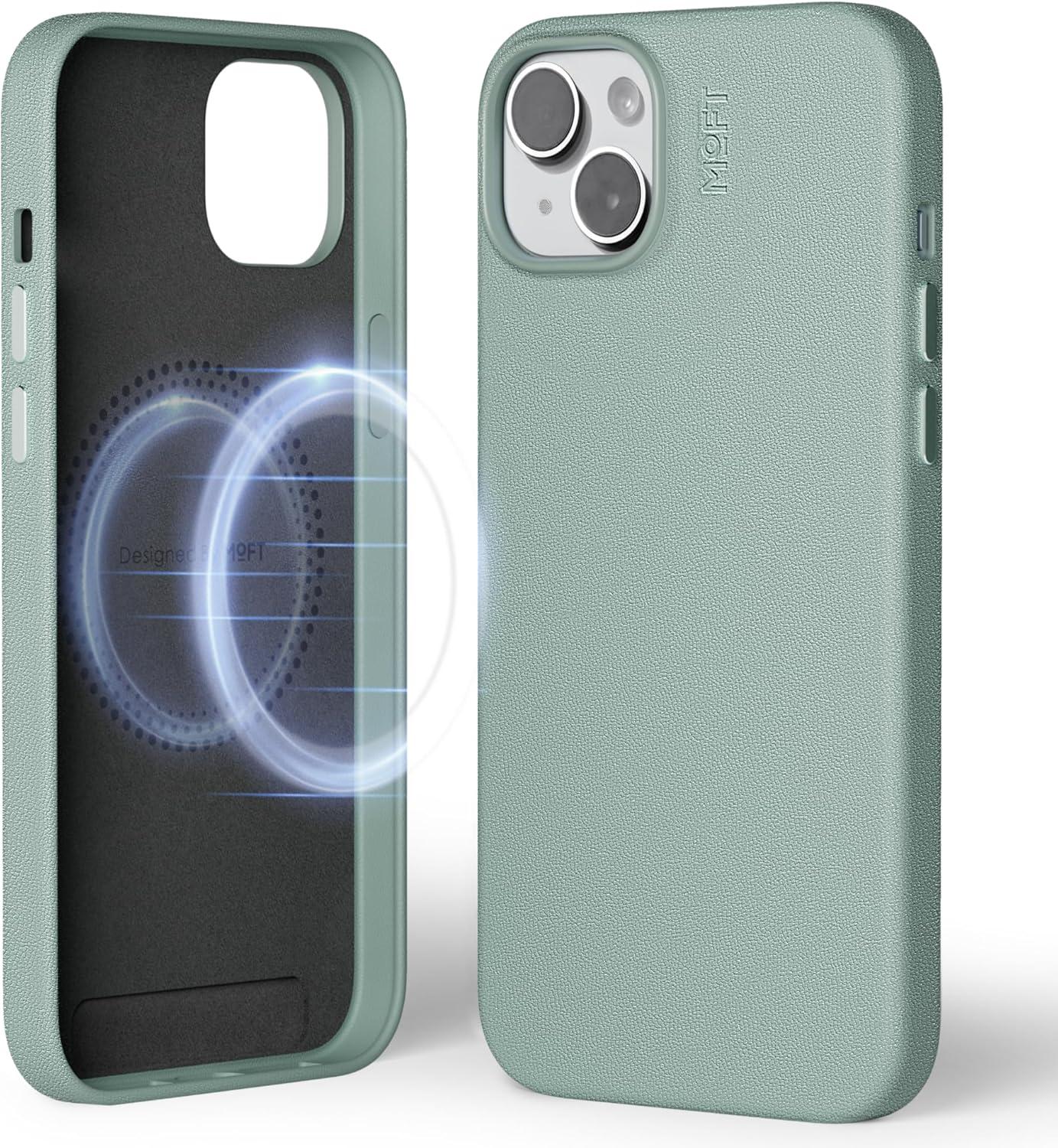 imageMOFT Designed for iPhone 14 Pro Max Case MOVAS Vegan Leather Soft ampamp Smooth ampamp AntiScratch Protective Phone Case Compatible with MagSafe Fine Fiber Lining Lifted Camera Ring Misty CoveSeafoam