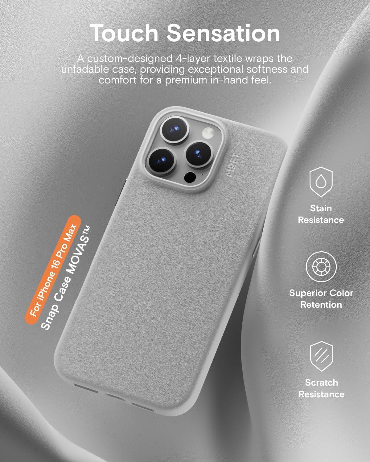 imageMOFT Designed for iPhone 14 Pro Max Case MOVAS Vegan Leather Soft ampamp Smooth ampamp AntiScratch Protective Phone Case Compatible with MagSafe Fine Fiber Lining Lifted Camera Ring Misty CoveMisty Cove