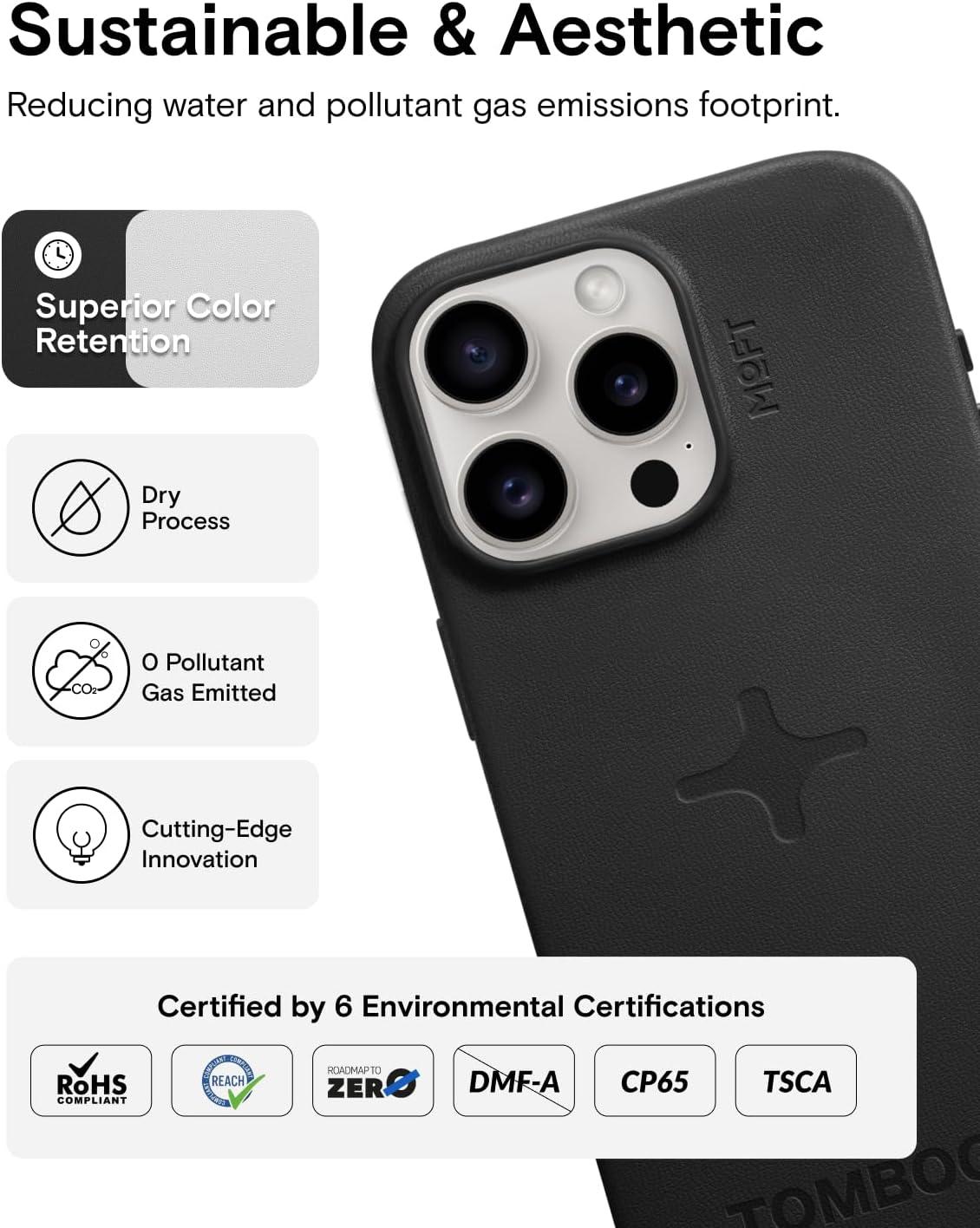 imageMOFT Designed for iPhone 14 Pro Max Case MOVAS Vegan Leather Soft ampamp Smooth ampamp AntiScratch Protective Phone Case Compatible with MagSafe Fine Fiber Lining Lifted Camera Ring Misty CoveJet Black X TOMBOGO