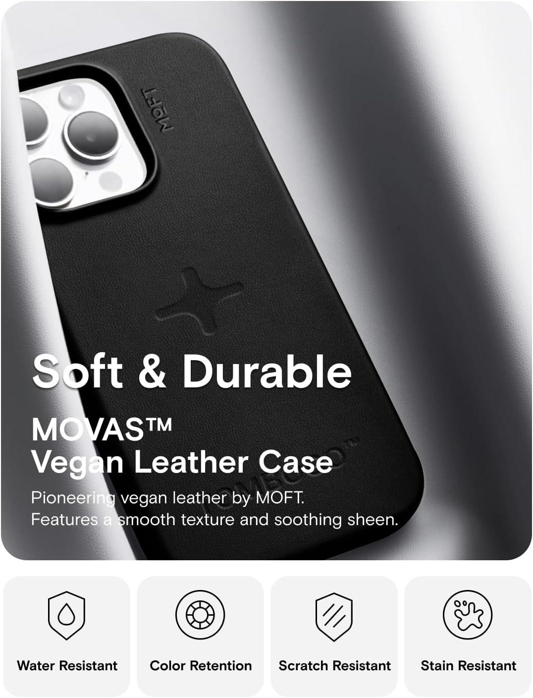 imageMOFT Designed for iPhone 14 Pro Max Case MOVAS Vegan Leather Soft ampamp Smooth ampamp AntiScratch Protective Phone Case Compatible with MagSafe Fine Fiber Lining Lifted Camera Ring Misty CoveJet Black X TOMBOGO
