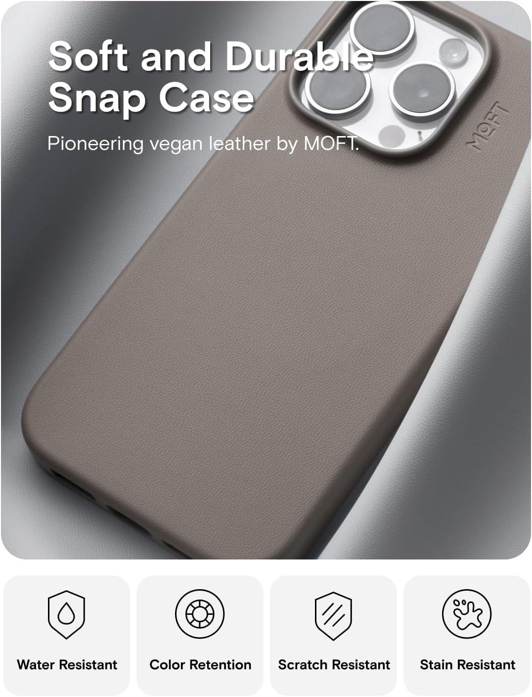 imageMOFT Designed for iPhone 14 Pro Max Case MOVAS Vegan Leather Soft ampamp Smooth ampamp AntiScratch Protective Phone Case Compatible with MagSafe Fine Fiber Lining Lifted Camera Ring Misty CoveTaupe