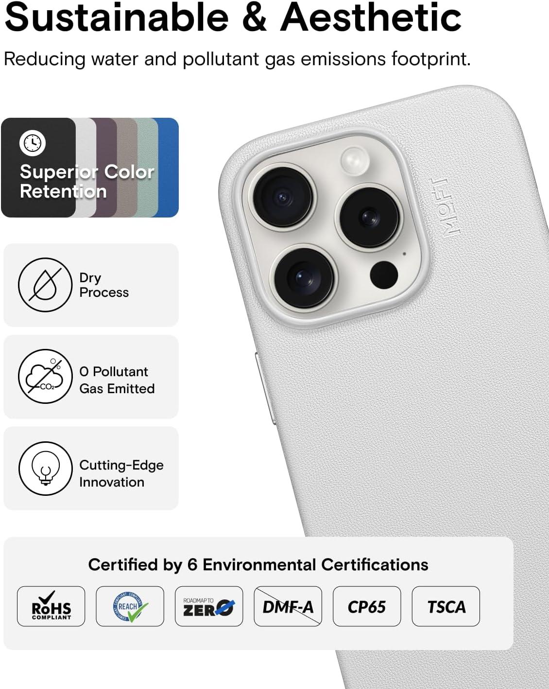 imageMOFT Designed for iPhone 14 Pro Max Case MOVAS Vegan Leather Soft ampamp Smooth ampamp AntiScratch Protective Phone Case Compatible with MagSafe Fine Fiber Lining Lifted Camera Ring Misty CoveMisty Cove