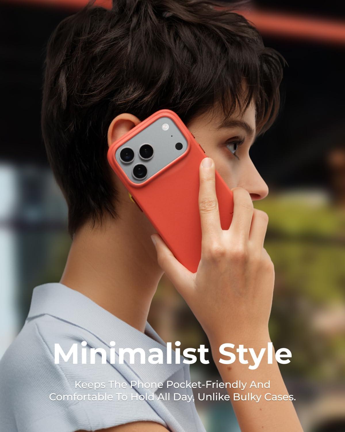 imageMOFT MOVAS Snap Case for iPhone 17 Pro Max MagSafe Compatible SoftTouch Vegan Leather Classic Minimalist Design Lightweight StainResistant ampamp Camera ProtectionClay