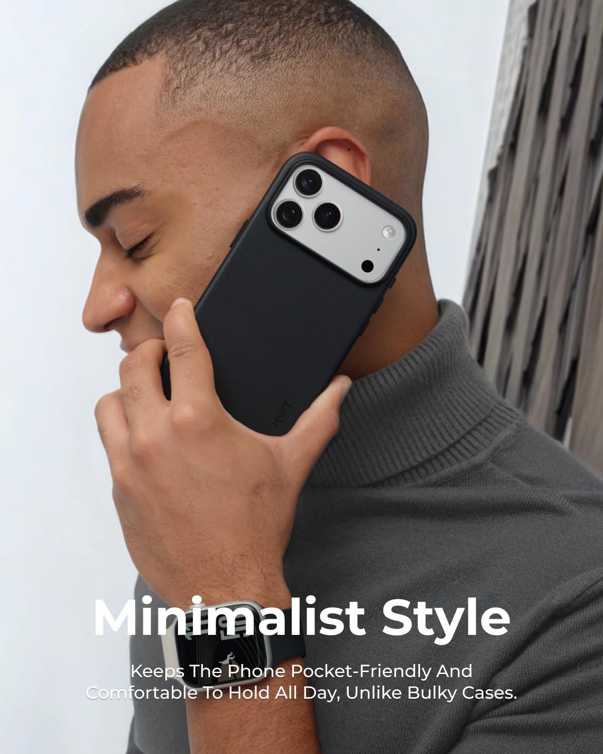 imageMOFT MOVAS Snap Case for iPhone 17 Pro Max MagSafe Compatible SoftTouch Vegan Leather Classic Minimalist Design Lightweight StainResistant ampamp Camera ProtectionJet Black