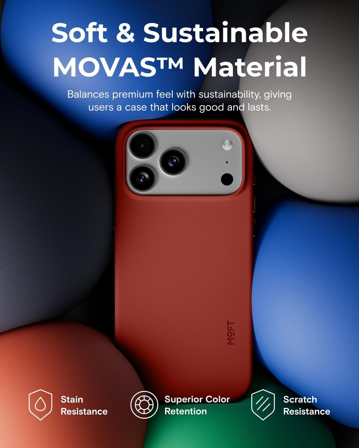 imageMOFT MOVAS Snap Case for iPhone 17 Pro Max MagSafe Compatible SoftTouch Vegan Leather Classic Minimalist Design Lightweight StainResistant ampamp Camera ProtectionClay