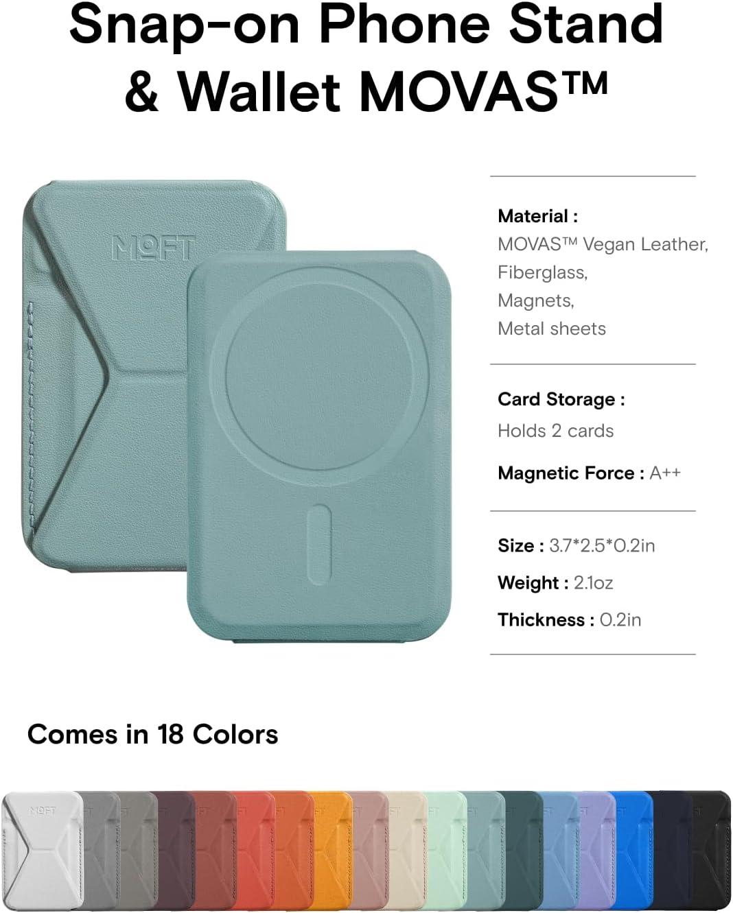 imageMOFT MagSafe Wallet for iPhone 15141312 Series Strong Magnetic Phone Card Holder Fit 2 Cards ampamp 3 Viewing Angles ampamp StainResistant Vegan Leather Phone Stand Night BlackSeafoam