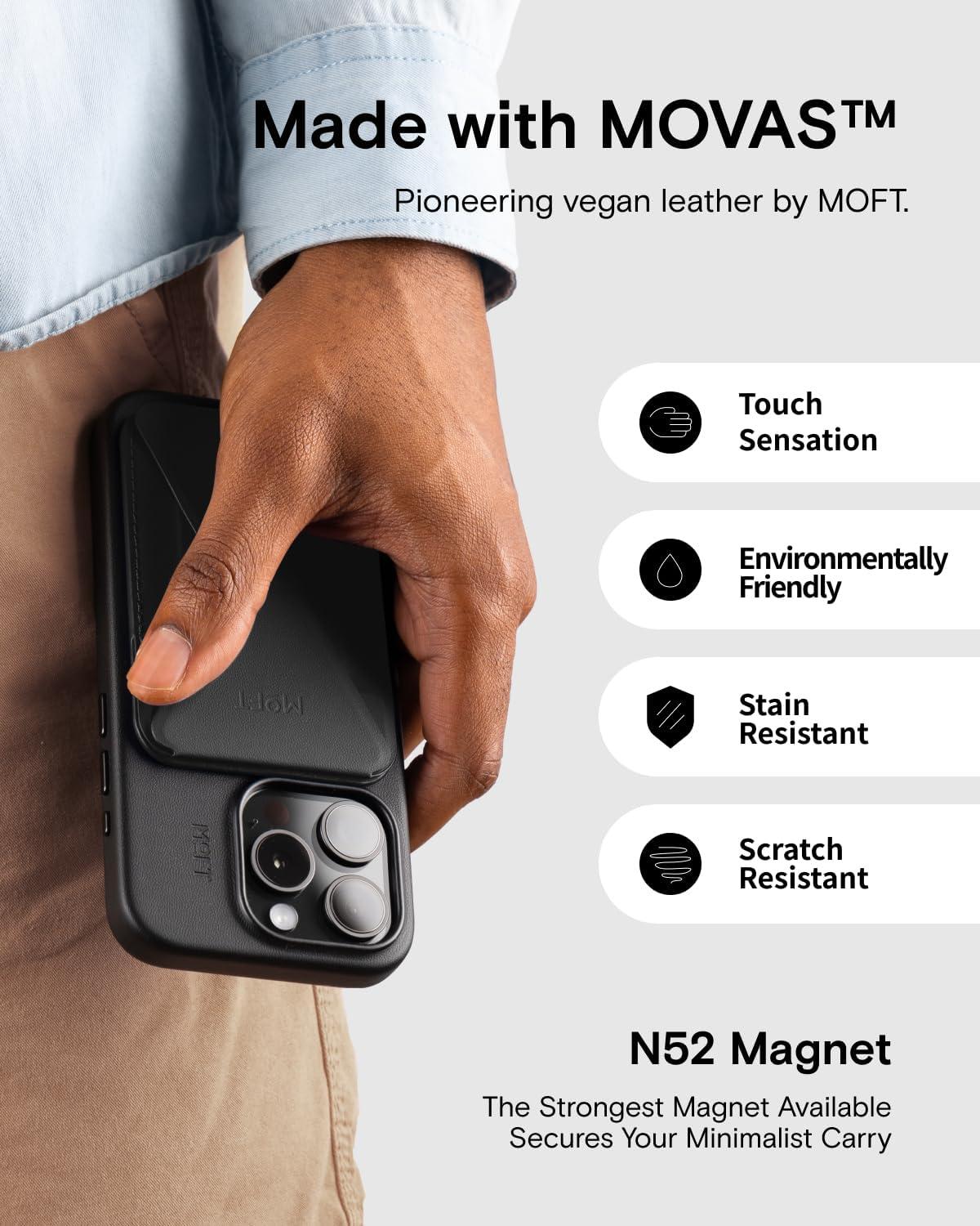 imageMOFT MagSafe Wallet for iPhone 15141312 Series Strong Magnetic Phone Card Holder Fit 2 Cards ampamp 3 Viewing Angles ampamp StainResistant Vegan Leather Phone Stand Night BlackSeafoam