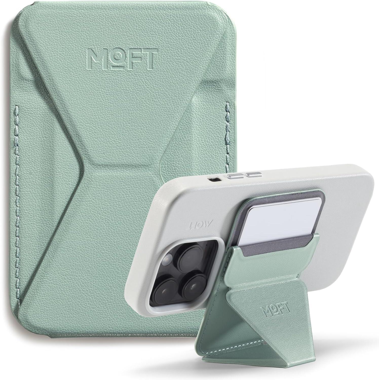imageMOFT MagSafe Wallet for iPhone 15141312 Series Strong Magnetic Phone Card Holder Fit 2 Cards ampamp 3 Viewing Angles ampamp StainResistant Vegan Leather Phone Stand Night BlackSeafoam
