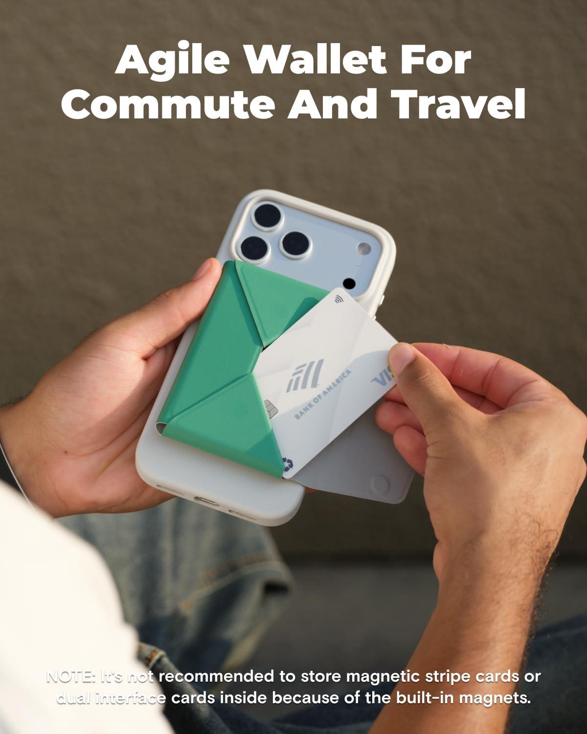 imageMOFT Magsafe Wallet 8Card Holder Magnetic Phone Stand with Pull to Access Design RFID Blocking Angle Adjustment ampamp MOVAS Minimalist Snap Field Wallet for Men Travel Essentials Jet BlackOz Green