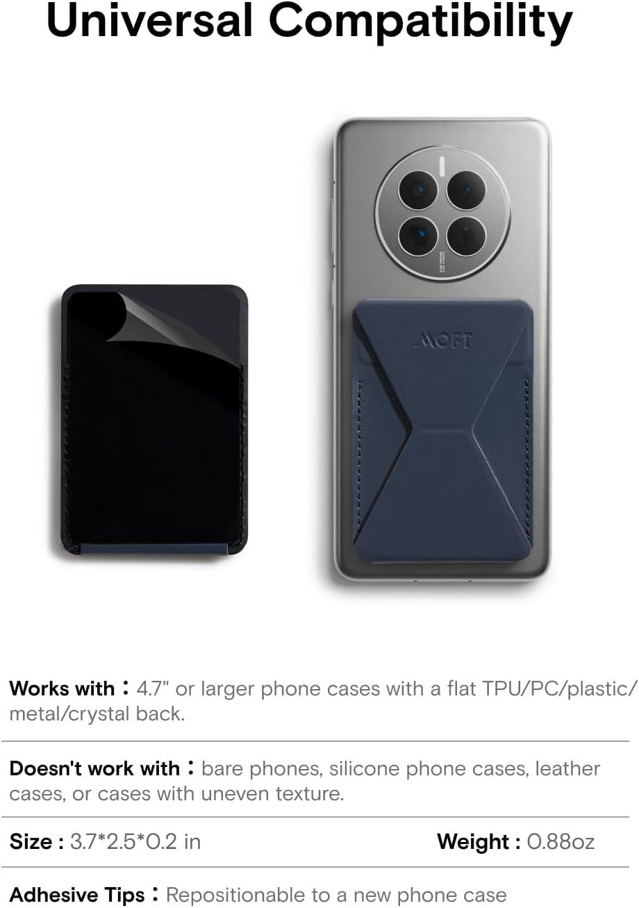 imageMOFT Phone Stand Adhesive Card Holder Fits 23 Cards Slim ampamp Portable Leather Phone Wallet 2 Viewing Angles RFID Blocking Compatible with iPhone Galaxy and Most Smartphones Classic NudeDeep Blue