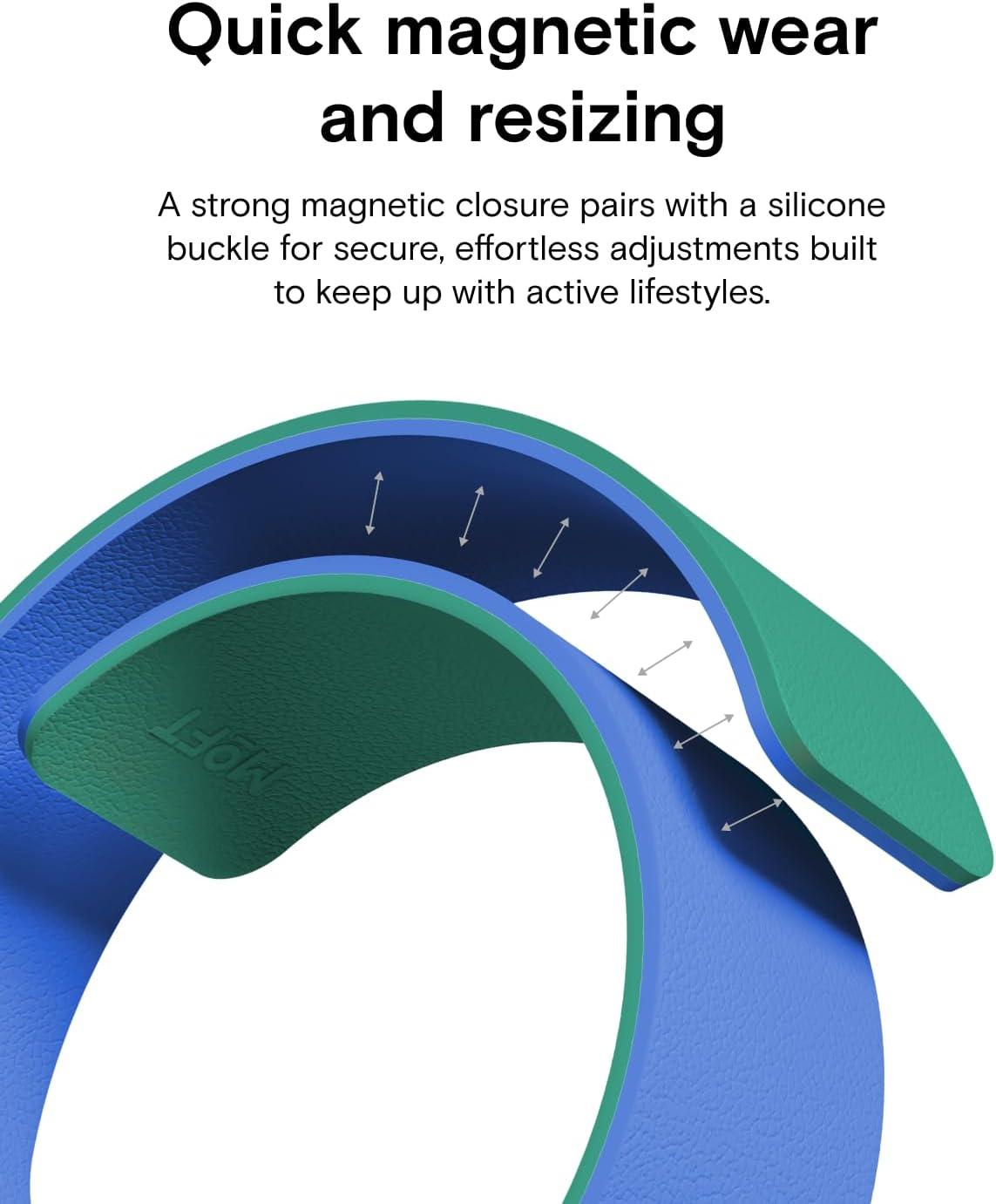 imageMOFT Snap Duo Watch Bands Compatible with Apple Watch Quick Magnetic Wear DuoColor Design ampamp Soft Silicone iWatch Bands for Ultra 321 Series 1110987SE654321 3840414244454649mmRoam Green x Beyond Blue