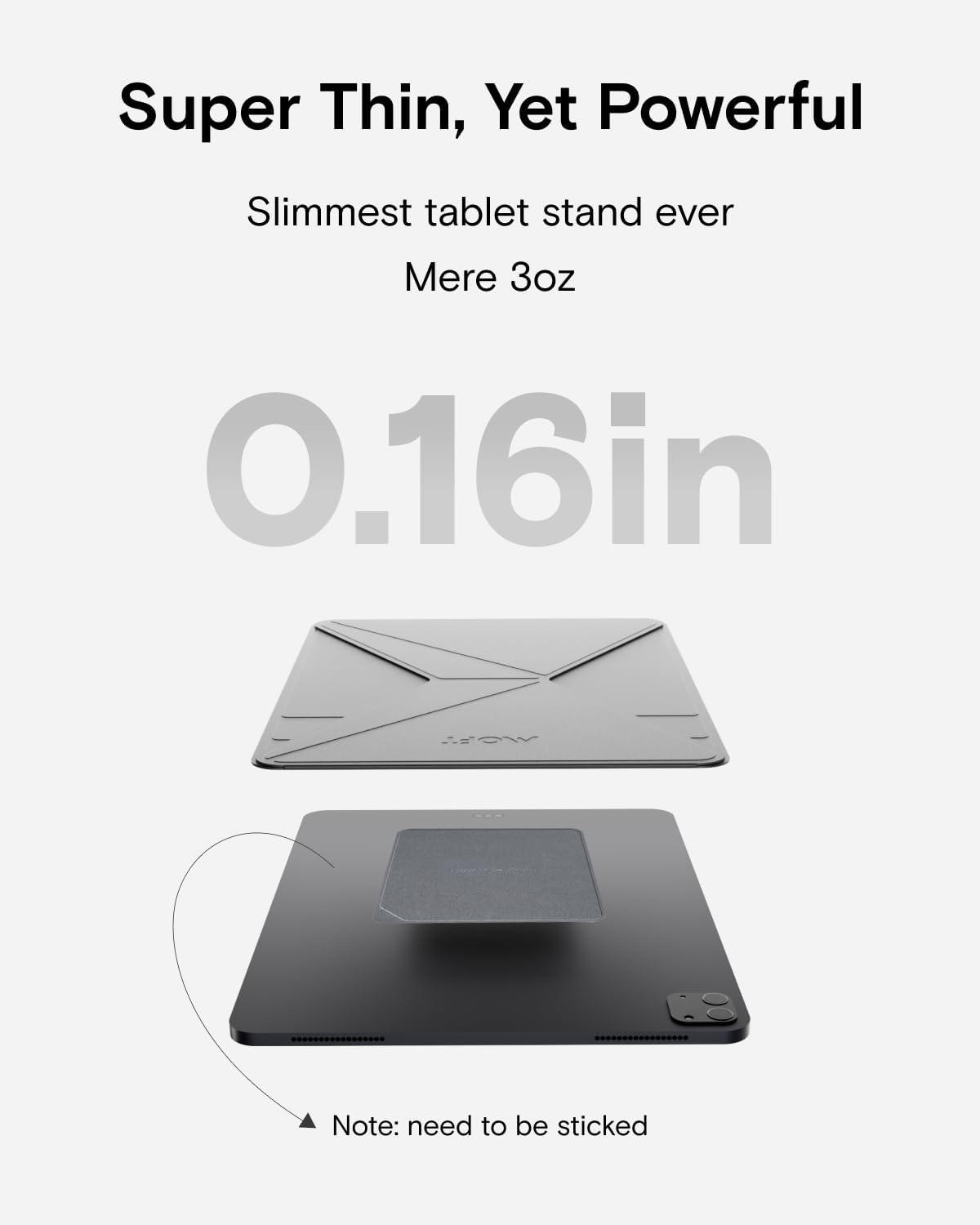 imageMOFT Snap Tablet Stand Holder Foldable and Adjustable in PortraitLandscape UltraSlim Design Ipad Stand for Desk Compatible with iPad Pro iPad Air 97quot and Larger Tablets Jet BlackJet Black