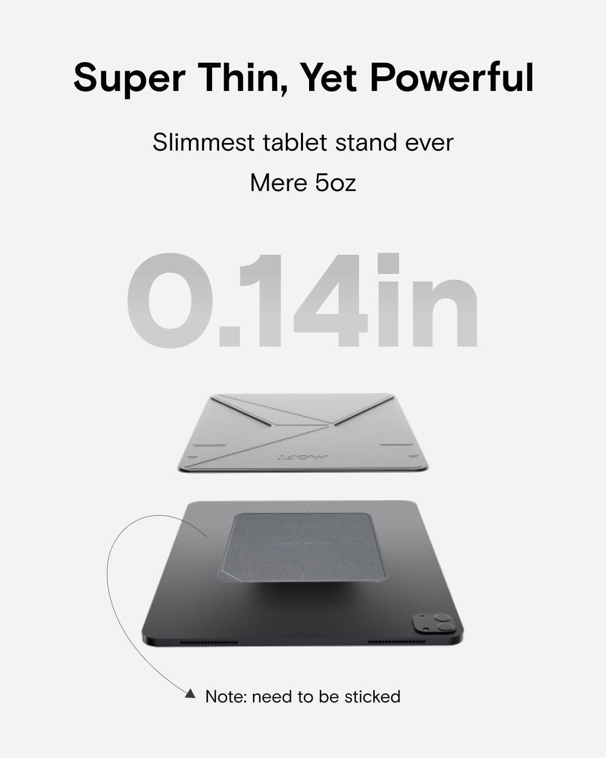 imageMOFT Snap Tablet Stand Holder Foldable and Adjustable in PortraitLandscape UltraSlim Design Ipad Stand for Desk Compatible with iPad Pro iPad Air 97quot and Larger Tablets Jet BlackJet Black