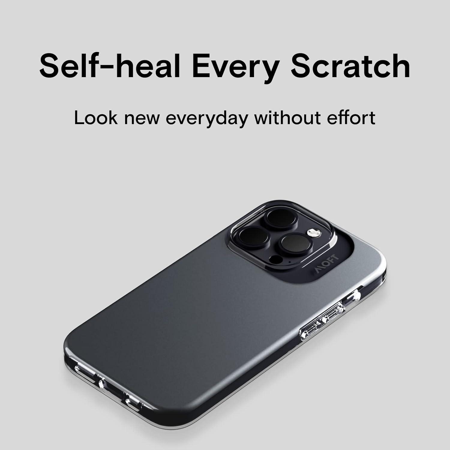 imageMOFT Strong Magnetic Phone Case Magsafe Enhanced Drop Proof SelfHealing Scratch Protection for iPhone 14Smoky Black