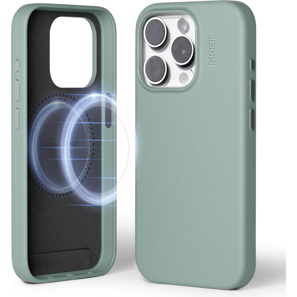imageMOFT Designed for iPhone 14 Pro Max Case MOVAS Vegan Leather Soft ampamp Smooth ampamp AntiScratch Protective Phone Case Compatible with MagSafe Fine Fiber Lining Lifted Camera Ring Misty CoveSeafoam