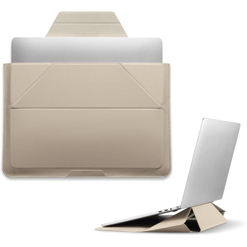 imageMOFT Laptop Carry Sleeve 2in1 Laptop Bag ampamp Stand for 14quot MacBook AirPro ampamp DellHPLenovoAsus Stylish Slim Computer Sleeve Bag with Expandable Storage for Computer Accessories Soothing MistBeach White