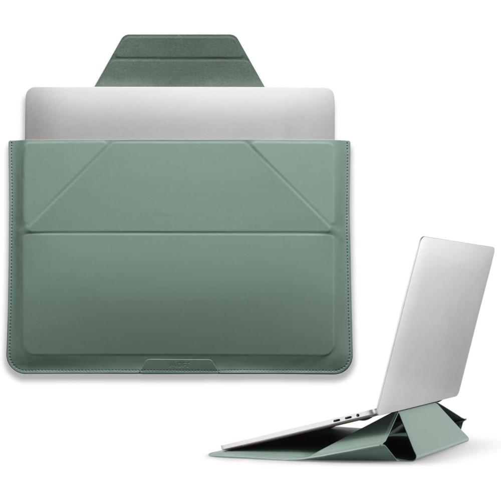 imageMOFT Laptop Carry Sleeve 2in1 Laptop Bag ampamp Stand for 14quot MacBook AirPro ampamp DellHPLenovoAsus Stylish Slim Computer Sleeve Bag with Expandable Storage for Computer Accessories Soothing MistSeafoam