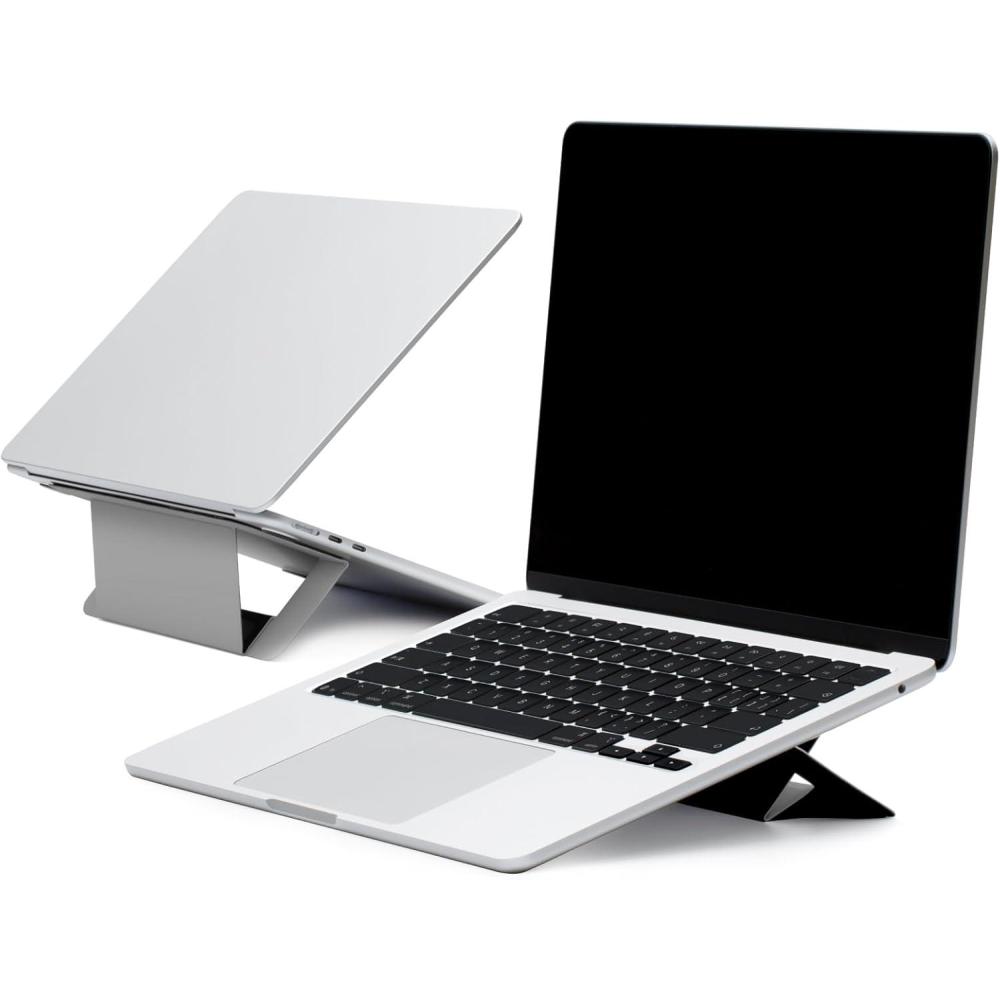 imageMOFT Laptop Stand for Desk StickOn Computer Stand with DualAngle Ergonomic Laptop Riser Holder for Travel Foldable ampamp Portable MacBook Stand Fits 116quot16quot Laptops Starry GreyCool Grey