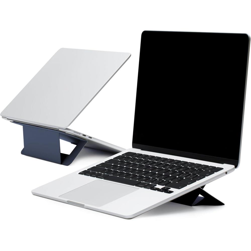 imageMOFT Laptop Stand for Desk StickOn Computer Stand with DualAngle Ergonomic Laptop Riser Holder for Travel Foldable ampamp Portable MacBook Stand Fits 116quot16quot Laptops Starry GreyNavy Blue