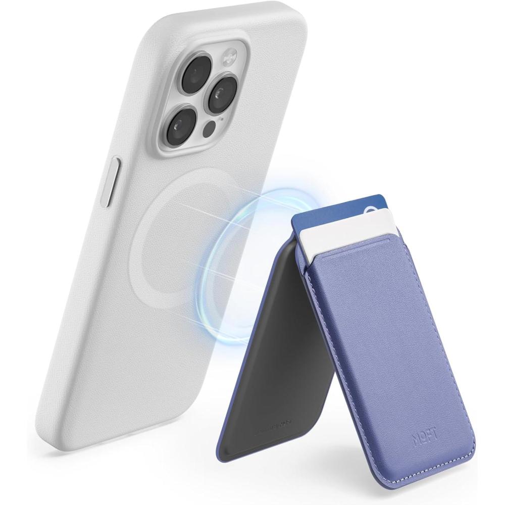 imageMOFT MagSafe Wallet Card Holder Fit 12 Cards Strong Magnetic Phone Stand with Angle Adjustment MOVAS Vegan Leather Phone Wallet for iPhone 1615141312 Series Windy BlueLavender