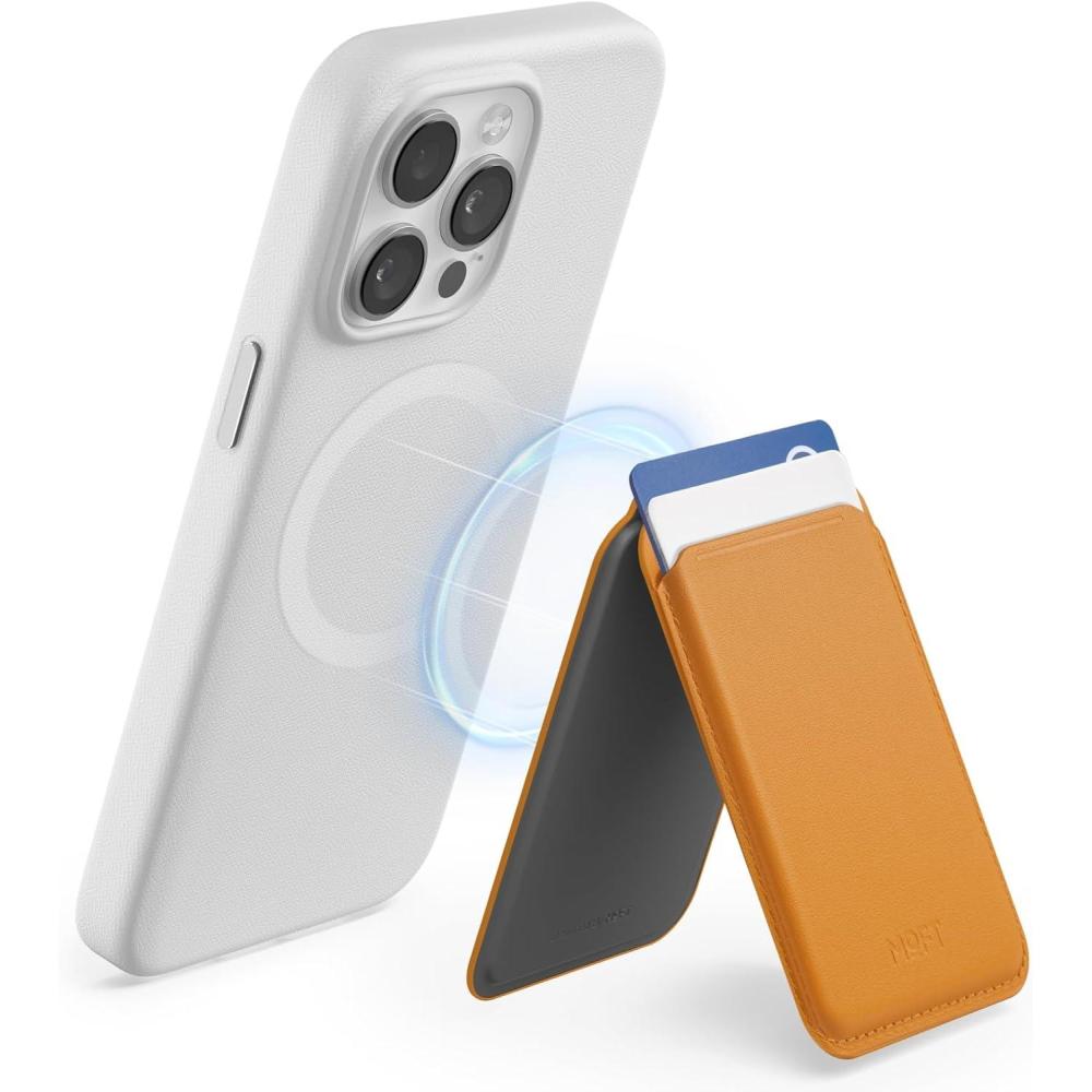 imageMOFT MagSafe Wallet Card Holder Fit 12 Cards Strong Magnetic Phone Stand with Angle Adjustment MOVAS Vegan Leather Phone Wallet for iPhone 1615141312 Series Windy BlueOrange