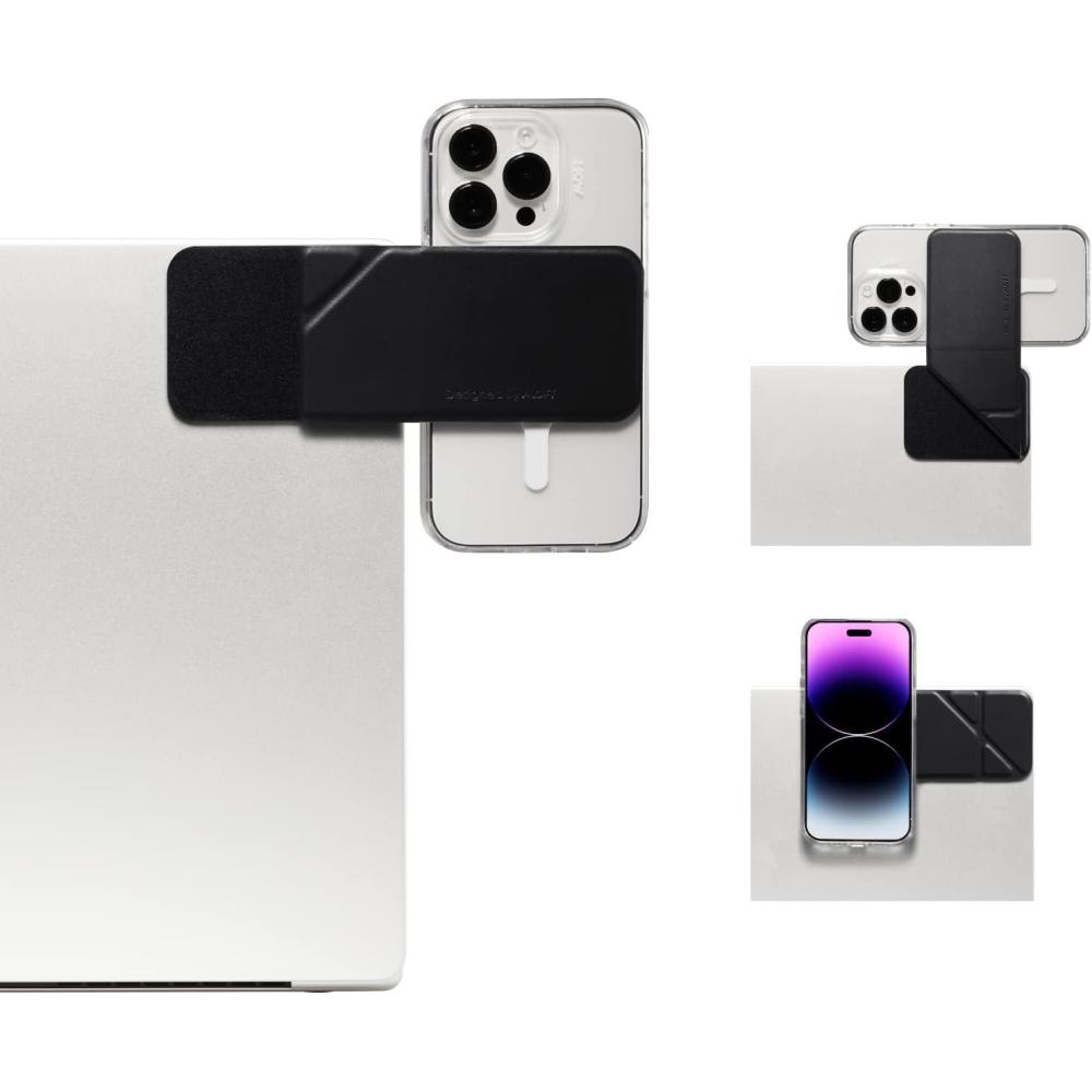 imageMOFT Magnetic Laptop iPhone Mount Continuity Camera Mount Foldaway Portable Laptop Top ampamp Side Holder for DualScreen Setup BlackBlack