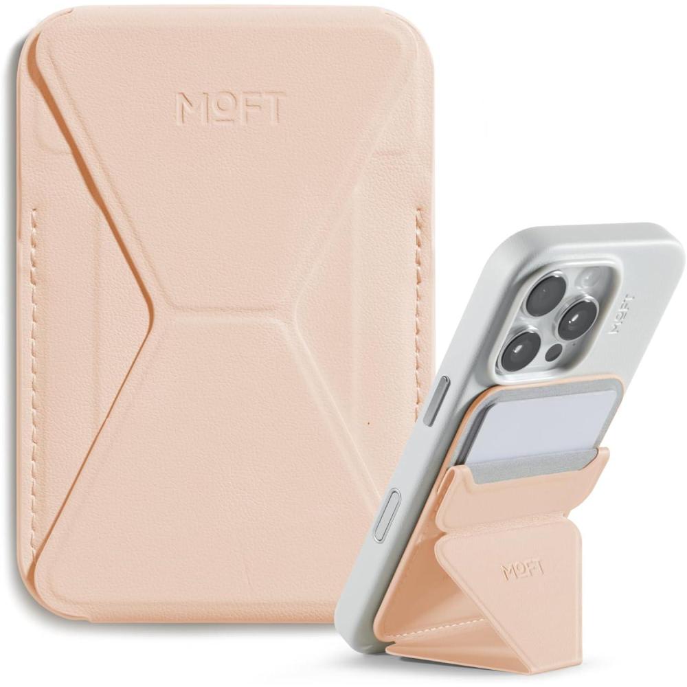 imageMOFT Magnetic Wallet Stand Compatible with iPhone 171615141312 Series Angle Adjustment ampamp Magsafe Compatible MOVAS Phone StandSunrisePeach pink