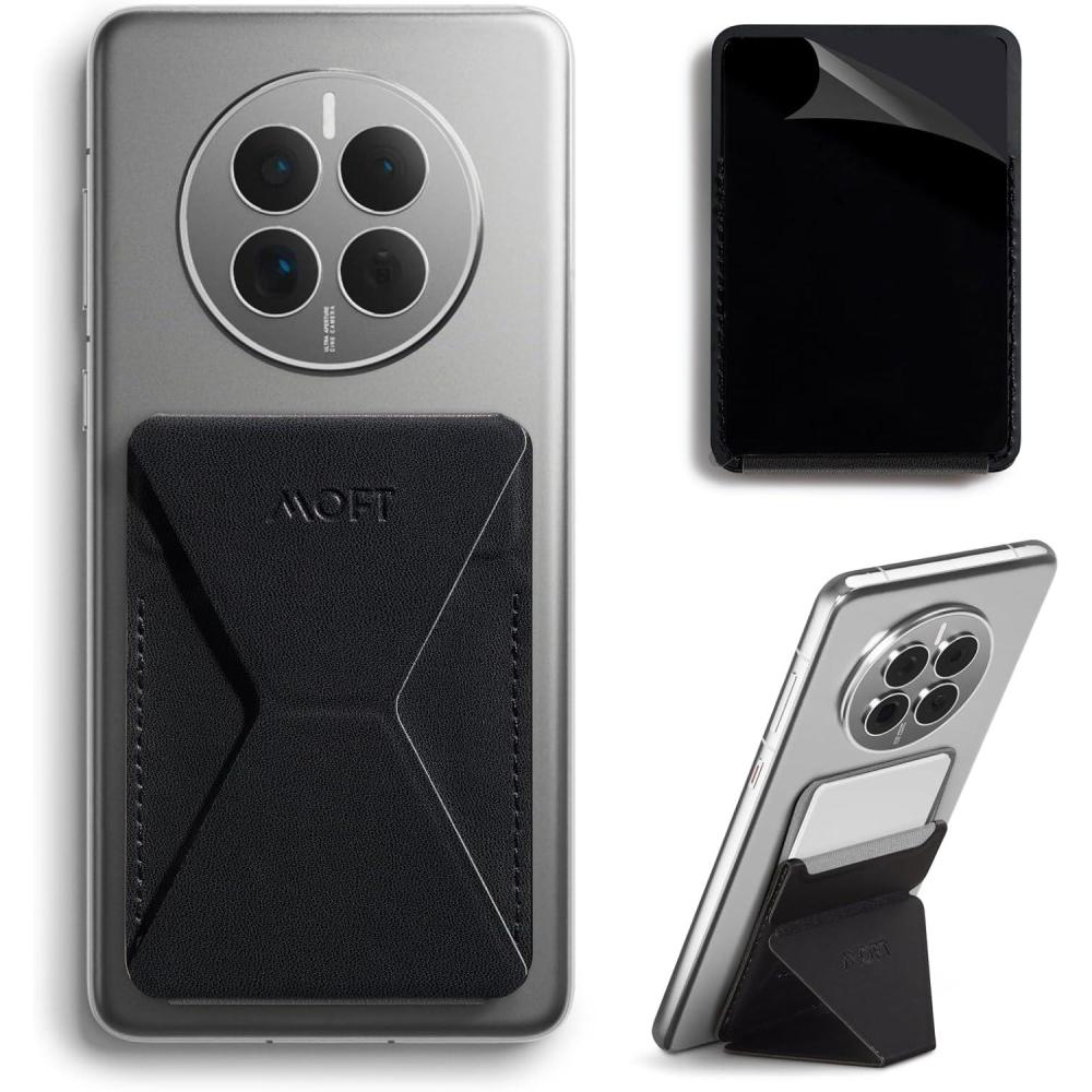 imageMOFT Phone Stand Adhesive Card Holder Fits 23 Cards Slim ampamp Portable Leather Phone Wallet 2 Viewing Angles RFID Blocking Compatible with iPhone Galaxy and Most Smartphones Classic NudeJet Black