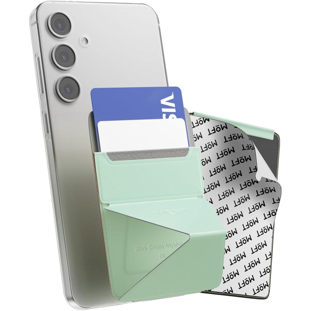 imageMOFT Phone Stand Adhesive Card Holder Fits 23 Cards Slim ampamp Portable Leather Phone Wallet 2 Viewing Angles RFID Blocking Compatible with iPhone Galaxy and Most Smartphones Classic NudePeppermint