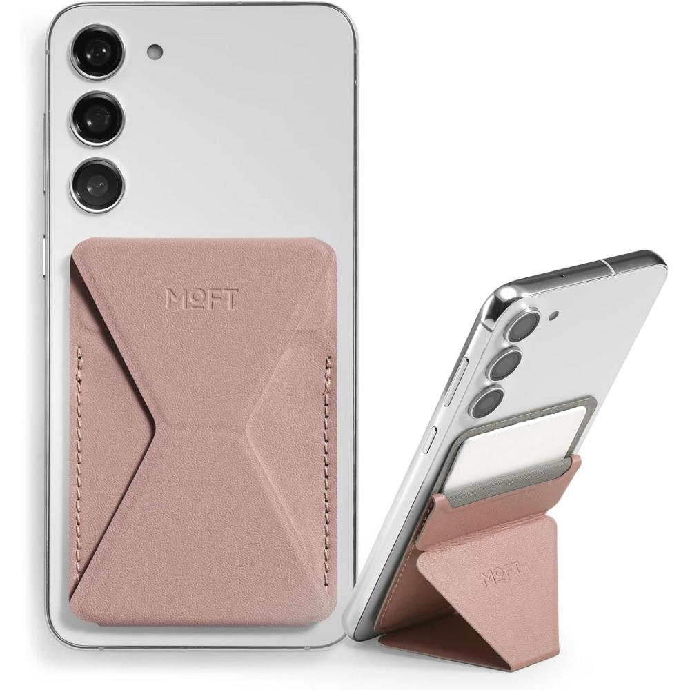 imageMOFT Phone Stand Adhesive Card Holder Fits 23 Cards Slim ampamp Portable Leather Phone Wallet 2 Viewing Angles RFID Blocking Compatible with iPhone Galaxy and Most Smartphones Classic NudeClassic Nude