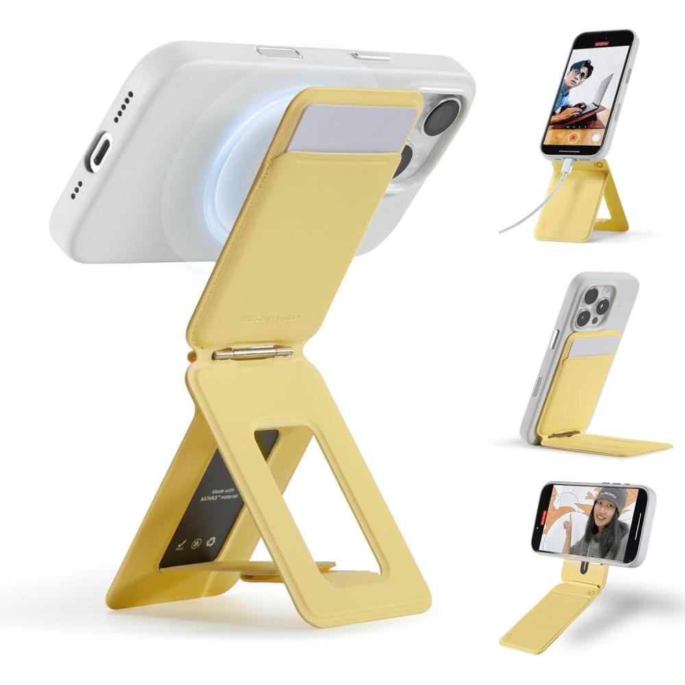 imageMOFT Phone Tripod Stand Selfie Stick for iPhone MultiAngles iPhone Stand Lightweight ampamp Portable Phone Holder Strong Magnets MOVAS Vegan Leather Travel Essentials Misty Cove Without Card SlotPanna Cotta x With Card Slot