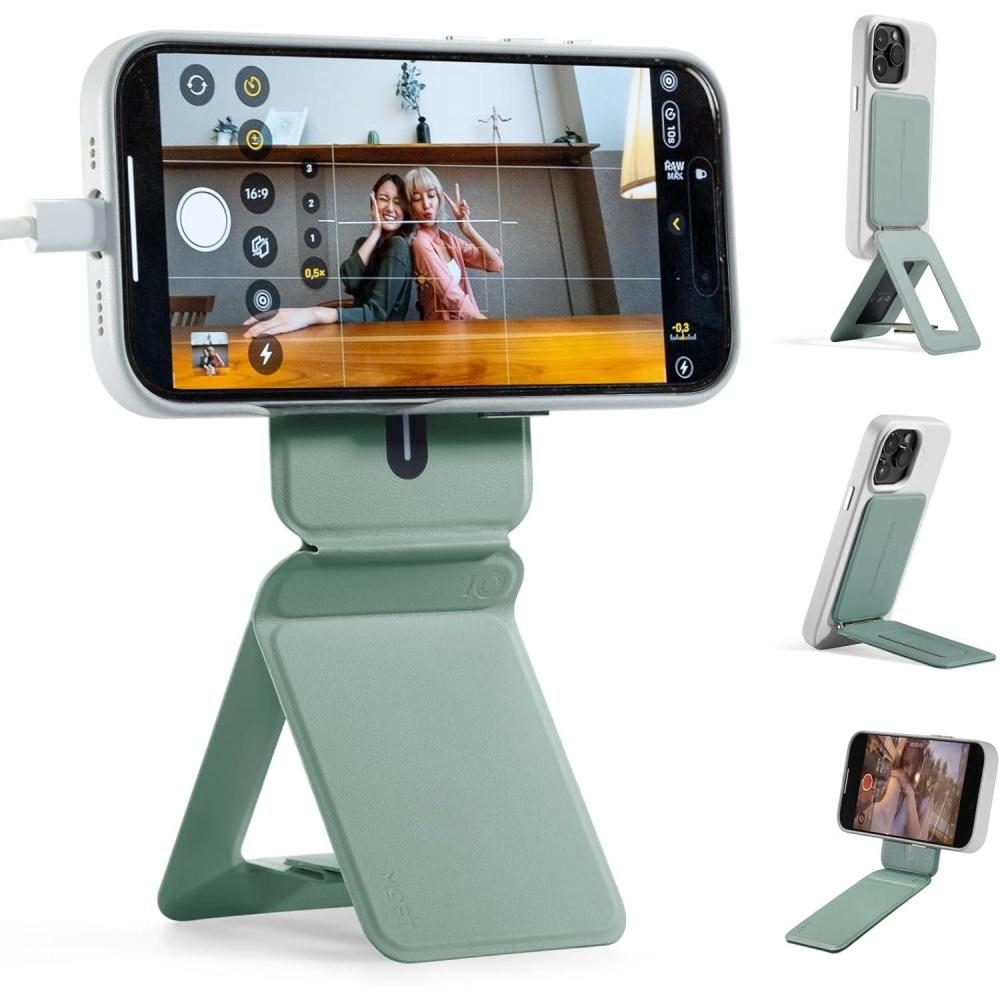imageMOFT Phone Tripod Stand Selfie Stick for iPhone MultiAngles iPhone Stand Lightweight ampamp Portable Phone Holder Strong Magnets MOVAS Vegan Leather Travel Essentials Misty Cove Without Card SlotSeafoam