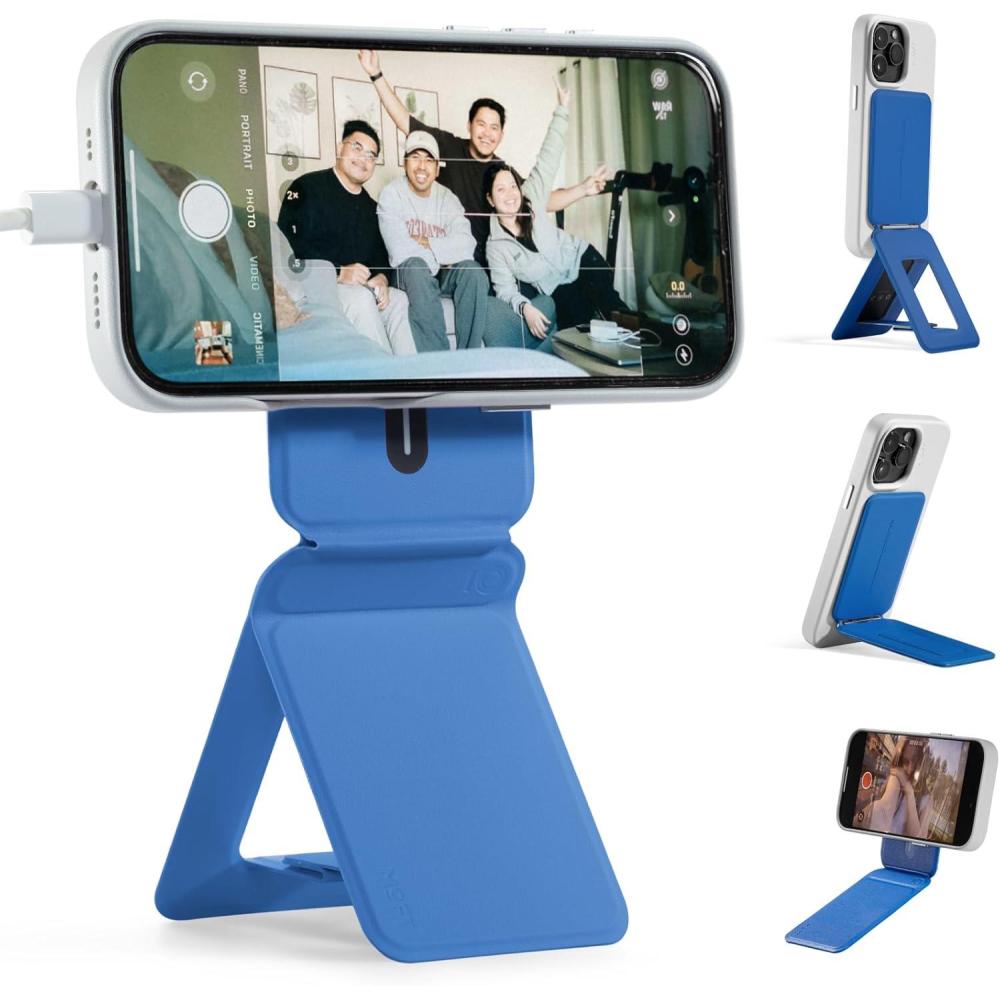 imageMOFT Phone Tripod Stand Selfie Stick for iPhone MultiAngles iPhone Stand Lightweight ampamp Portable Phone Holder Strong Magnets MOVAS Vegan Leather Travel Essentials Misty Cove Without Card SlotSapphire
