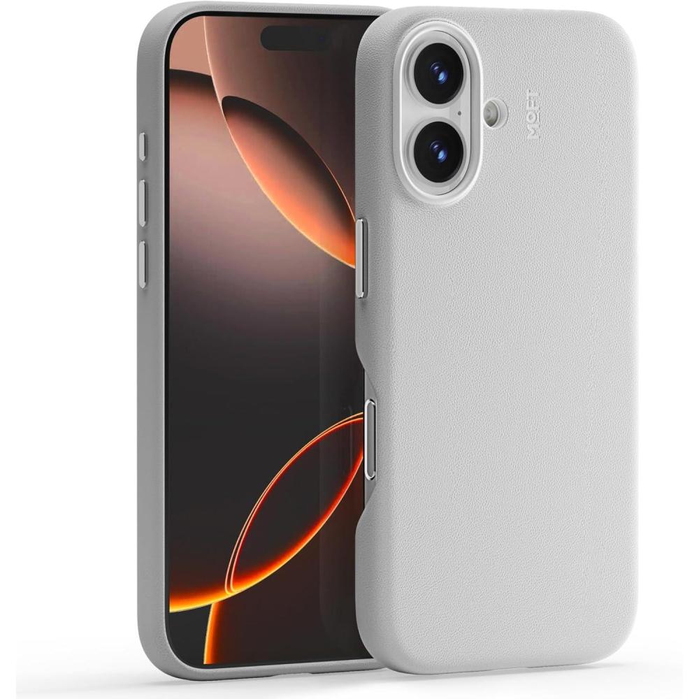 imageMOFT Snap Case MOVAS for iPhone 16 Pro Max Case Compatible with Magnetic Magnetic Premium Vegan Leather Phone Case with Smooth Feeling Enduring Color Minimalist 69in Protective Case Panna CottaMisty Cove