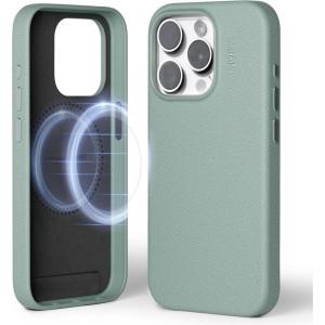 MOFT Designed for iPhone 14 Pro Max Case, MOVAS Vegan Leather Soft & Smooth & Anti-Scratch Protective Phone Case, Compatible with MagSafe, Fine Fiber Lining, Lifted Camera Ring, Misty Cove(Seafoam)