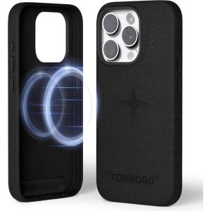 MOFT Designed for iPhone 14 Pro Max Case, MOVAS Vegan Leather Soft & Smooth & Anti-Scratch Protective Phone Case, Compatible with MagSafe, Fine Fiber Lining, Lifted Camera Ring, Misty Cove(Jet Black X TOMBOGO)