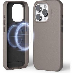 MOFT Designed for iPhone 14 Pro Max Case, MOVAS Vegan Leather Soft & Smooth & Anti-Scratch Protective Phone Case, Compatible with MagSafe, Fine Fiber Lining, Lifted Camera Ring, Misty Cove(Taupe)
