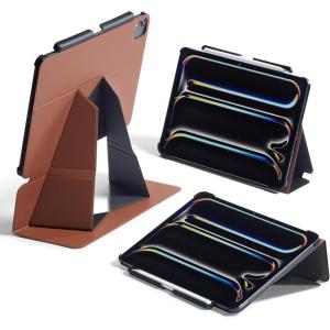 MOFT Folio Case for iPad Air 13-inch M3/M2 (2025/2024) – Silm Stand Protective Case with Detachable Pencil Holder, Multi-Angle Viewing, MOVAS Leather Cover, Auto Sleep/Wake, Pepper Mint(Sienna Brown)