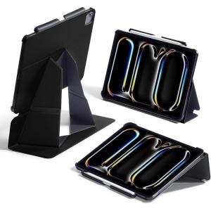 MOFT Folio Case for iPad Air 13-inch M3/M2 (2025/2024) – Silm Stand Protective Case with Detachable Pencil Holder, Multi-Angle Viewing, MOVAS Leather Cover, Auto Sleep/Wake, Pepper Mint(Jet Black)